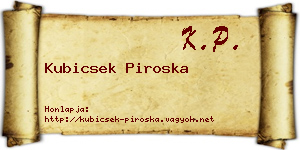 Kubicsek Piroska névjegykártya